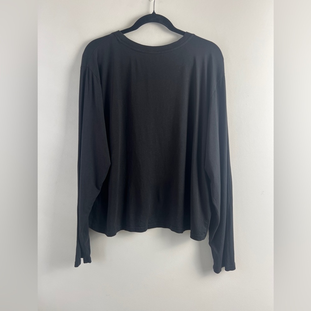 Quince Women's XL Black Cotton Modal Blend Relaxed Boxy Long Sleeve T-Shirt Top - Picture 8 of 13